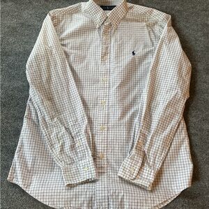 Polo Ralph Lauren White and Blue Plaid Button Down Shirt